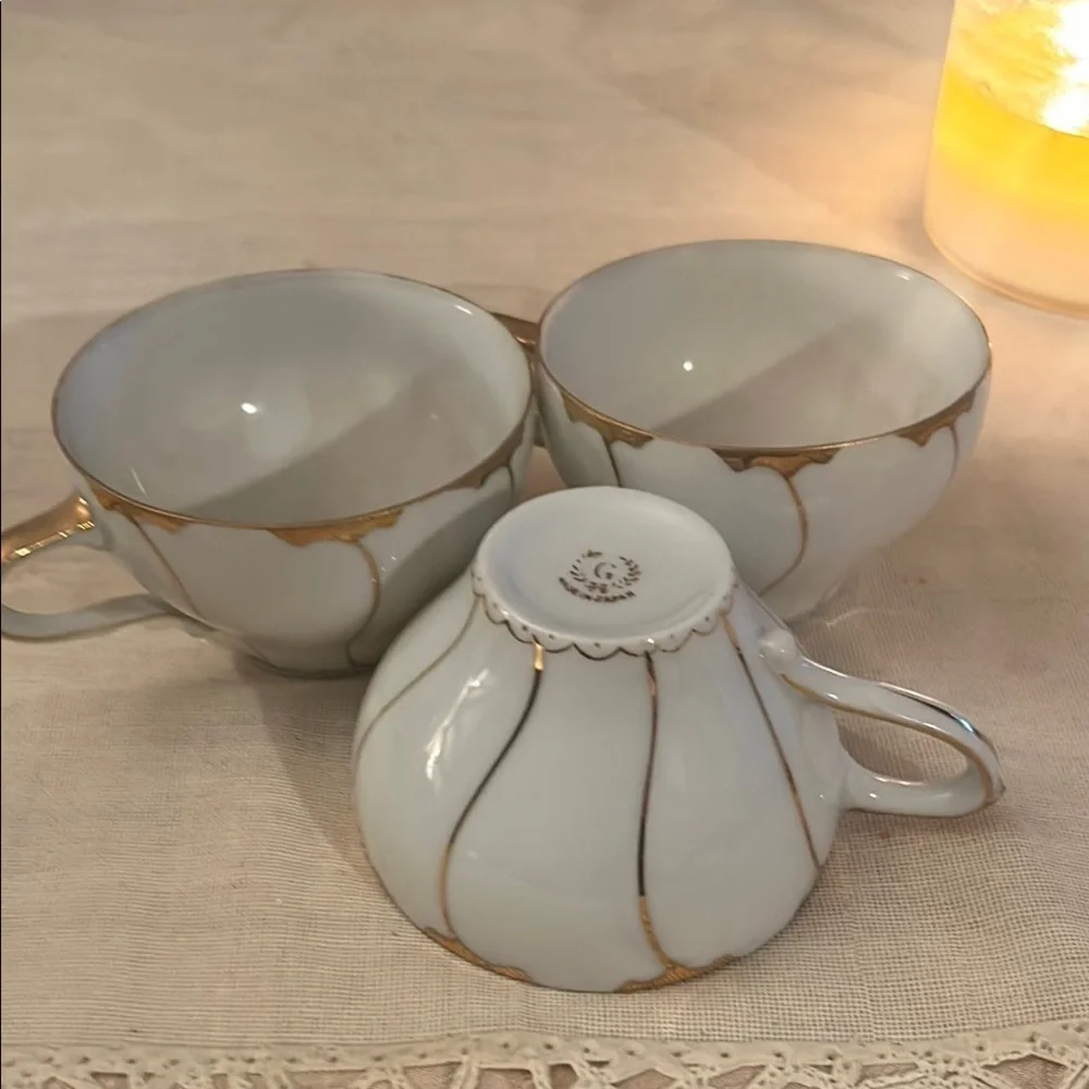Vintage Gold-Trimmed Teacup Set